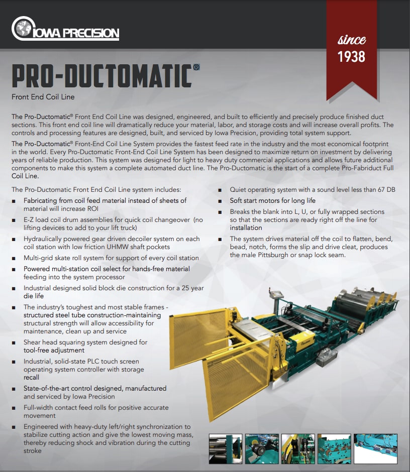 Brochure: Iowa Precision Pro-Ductomatic