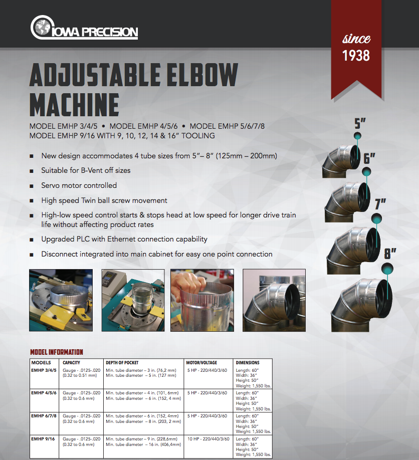 Adjustable elbow machine | Mestek Machinery