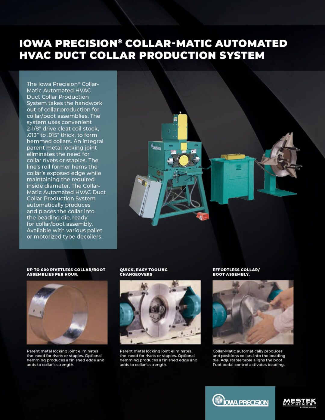Brochure: Iowa Precision Collar-Matic Automated HVAC Duct Collar Production System