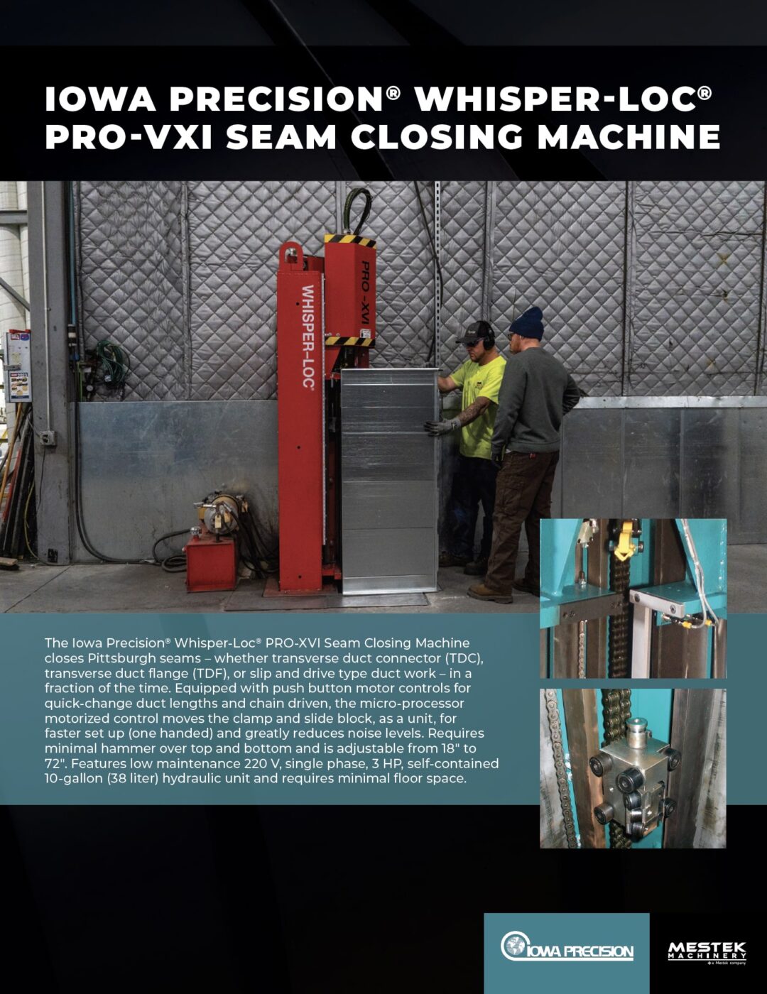 Brochure: Iowa Precision Whisper-Loc PRO-XVI Seam Closing Machine